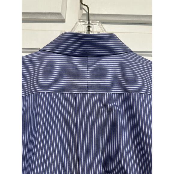 LL Bean Shirt Mens 16.5 - 32 Blue Wrinkle Resistant Long Sleeve Button Front - Picture 8 of 11